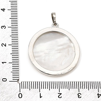 Rack Plating Carved Natural White Shell Pendants SH-CBA69D1-03P-02-1
