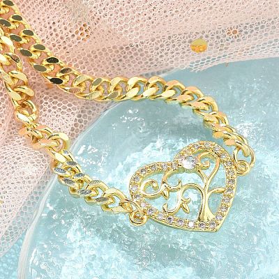 Brass Micro Pave Cubic Zirconia Link Bracelets BJEW-S158-13G-B-1