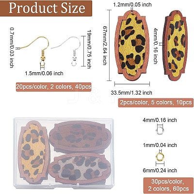 DIY Leopard Print Pattern Rectangle Dangle Earring Making Kit DIY-OC0009-49-1