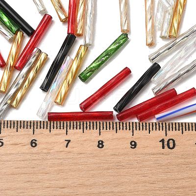 Dyed Colours Glass Twist Bugle Beads GLAA-XCP0012-05-1