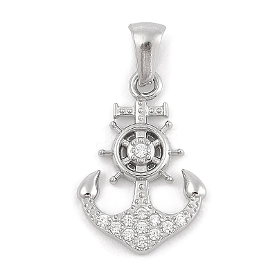 304 Stainless Steel Micro Pave Cubic Zirconia Pendants STAS-D112-03P-06-1