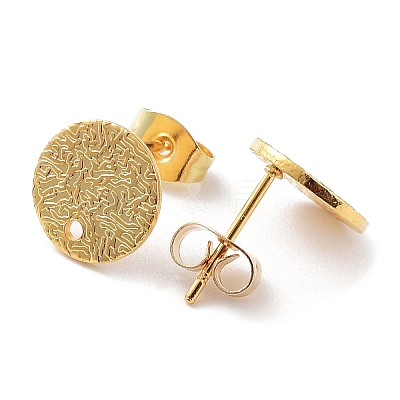 201 Stainless Steel Flat Round Stud Earring Findings STAS-K259-18C-G-1