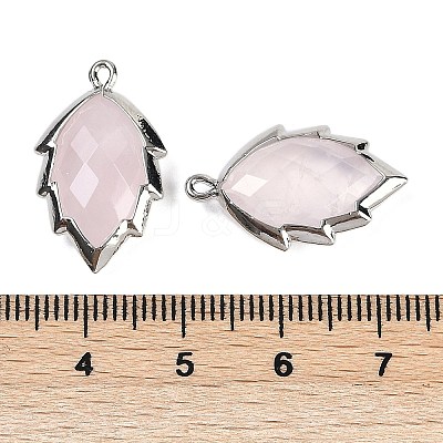 Natural Rose Quartz Faceted Leaf Pendants G-I375-04P-05-1