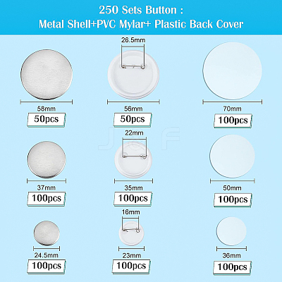 250 Sets 3 Style Iron Brooch Cabochon Bezel Settings DIY-BC0004-80-1