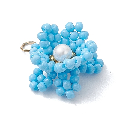 Glass Seed Beaded Pendants PALLOY-MZ01246-03-1