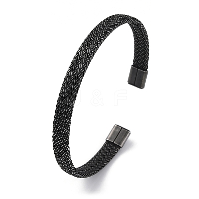 316 Surgical Stainless Steel Cuff Bangles for Men BJEW-P319-05B-B-1