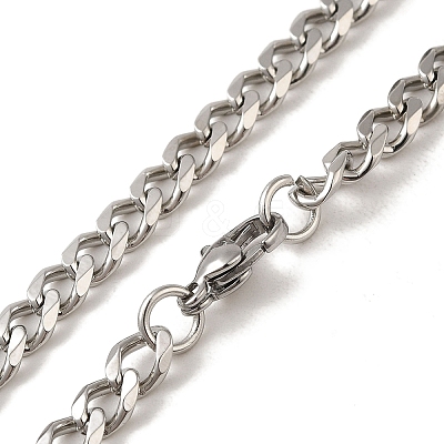 Non-Tarnish 201 Stainless Steel Curb Chain Necklaces for Men NJEW-M218-04C-P-1