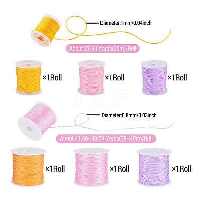 6Rolls 6 Colors Nylon Braided Cord NWIR-TA0001-46B-1