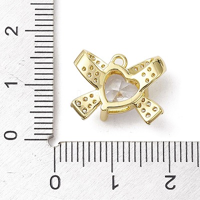 Rack Plating Brass Micro Pave Clear Cubic Zirconia Pendants KK-H463-10G-01-1