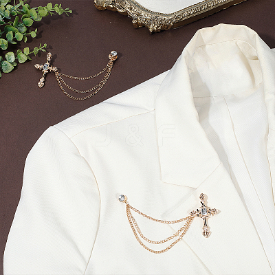 Cross Alloy Rhinestone Lapel Pin Backs JEWB-WH0051-057G-1