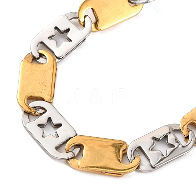 201 Stainless Steel Mariner Star Link Chain Bracelets BJEW-B078-57GP-1