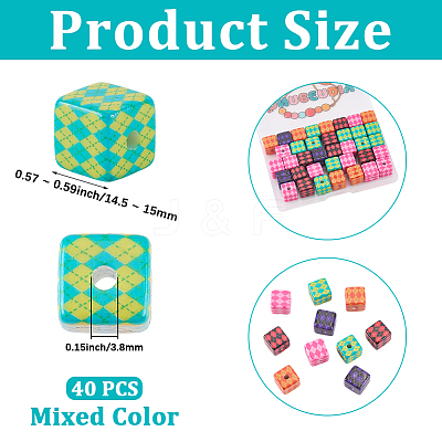 40Pcs Printed Opaque Acrylic Beads MACR-PA0001-86-1
