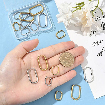 8 Pairs 4 Styles 304 Stainless Steel Oval Hoop Earrings EJEW-SC0001-75-1