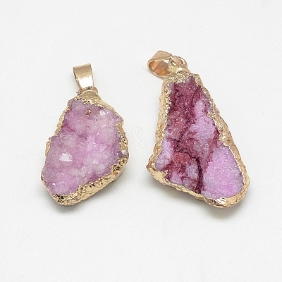 Natural Druzy Agate Pendants G-Q494-76B-1