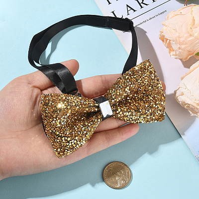 1Pc Polyester with Rhinestone Bow Ties for Bridegroom AJEW-SP0003-32B-1