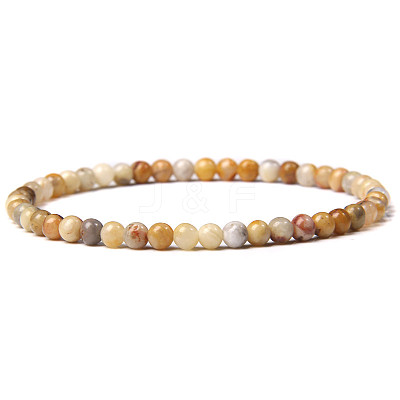 4mm Round Natural Crazy Agate Beads Bracelet for Men LS-KG3069-14-1