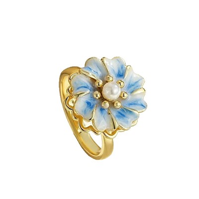 Brass Enamel Rotating Finger Rings for Women WG848BF-01-1