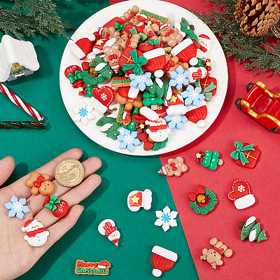 96Pcs 16 Styles Christmas Opaque Resin Cabochons RESI-SC0005-62-1