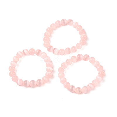 Round Natural Selenite Beaded Stretch Bracelets BJEW-L694-002A-02-1