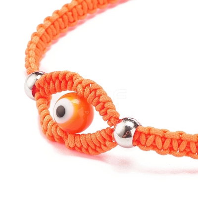 Lampwork Evil Eye Braided Bead Bracelet BJEW-JB07857-01-1