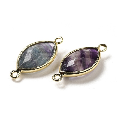 Natural Fluorite Faceted Connector Charms G-K347-03G-15-1