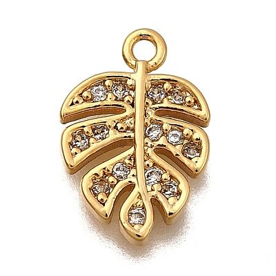 Brass Micro Pave Cubic Zirconia Pendants KK-B152-13B-G-1