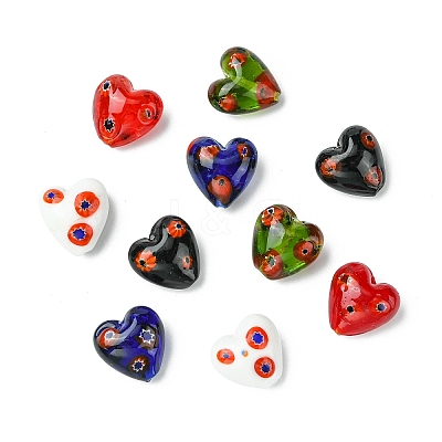30Pcs 5 Colors Handmade Millefiori Glass Beads LAMP-CJ0002-42-1