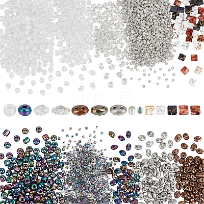 137G 9 Styles Colours Luster Czech Glass Seed Beads SEED-WR0001-04-1