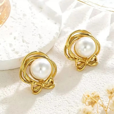 304 Stainless Steel Stud Earrings EJEW-L317-02G-02-1