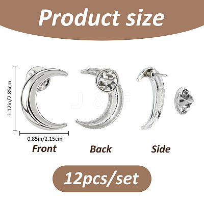 12Pcs Moon Alloy Lapel Pin Backs for Backpack Clothes JEWB-FH0002-79P-1
