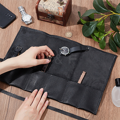 Leather Watch Roll Travel Cases CON-WH0089-69-1