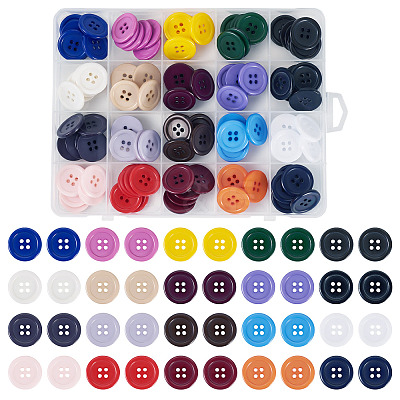 120Pcs 20 Colors 4-Hole Resin Buttons BUTT-TA0001-29B-1