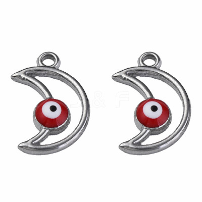 304 Stainless Steel Enamel Pendants STAS-N087-50-01P-1