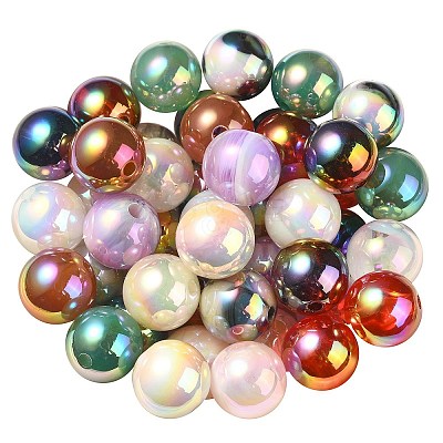 UV Plating Rainbow Iridescent Acrylic Beads X-PACR-E001-03-1