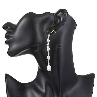 Moon & Star 304 Stainless Steel Cultured Freshwater Pearl Dangle Stud Earrings EJEW-TA00769-1