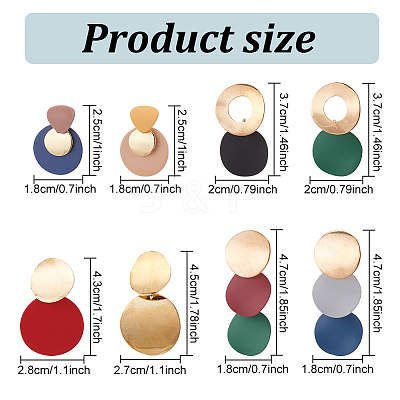 8 Pairs 8 Style Alloy Twist Flat Round & Donut Dangle Stud Earrings for Women EJEW-AN0001-74-1
