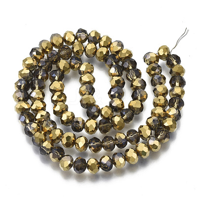 Electroplate Transparent Glass Beads Strands EGLA-A034-T8mm-O19-1