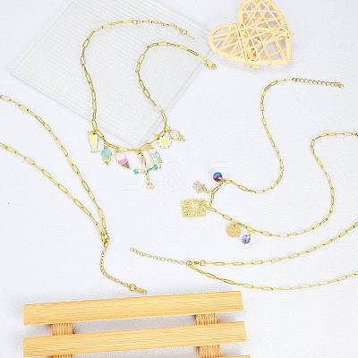 10Pcs 201 Stainless Steel Paperclip Chain Necklaces for Women NJEW-SZ0001-71-1