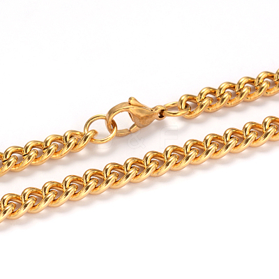 201 Stainless Steel Twisted Chain Curb Chain Necklaces NJEW-L416-06-1