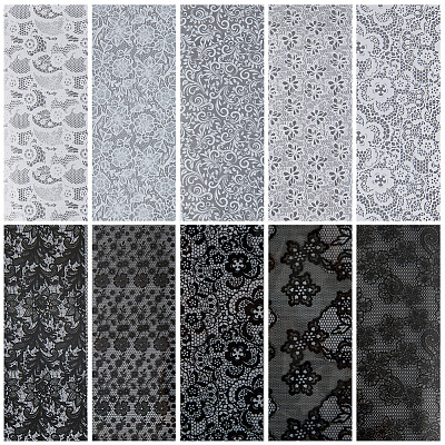 10 Rolls PET Lace Flower Nail Foils Floral Transfer Paper STIC-WH20010-16D-1