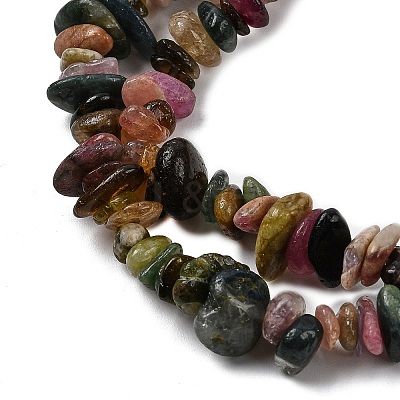 Natural Multicolor Tourmaline Chips Beads Strands F082-01-1