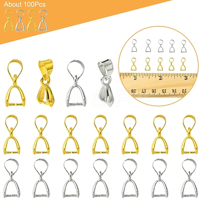 100Pcs 2 Colors Brass Ice Pick Pinch Bails IFIN-FS0001-48-1