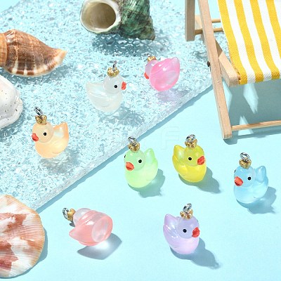 40Pcs 8 Colors Transparent Resin Pendants RESI-SZ0003-27-1