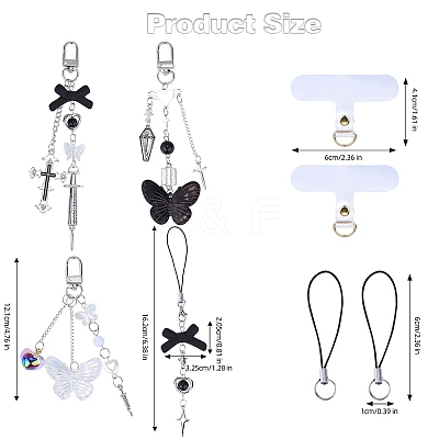4Pcs Alloy Mobile Strap Sets DIY-SZ0009-99-1