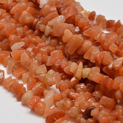 Chip Natural Red Aventurine Beads Strands G-N0134-10B-1