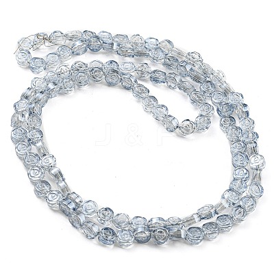 Pearl Luster Plated Electroplate Transparent Glass Beads Strands EGLA-G037-01A-PL01-1