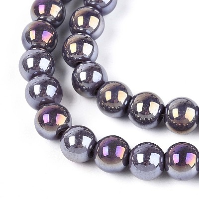 Electroplate Opaque Glass Beads Strands GLAA-T032-P8mm-AB15-1
