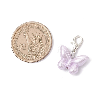 Opaque Acrylic Imitation Pearl Butterfly Pendant Decorations HJEW-JM03919-01-1