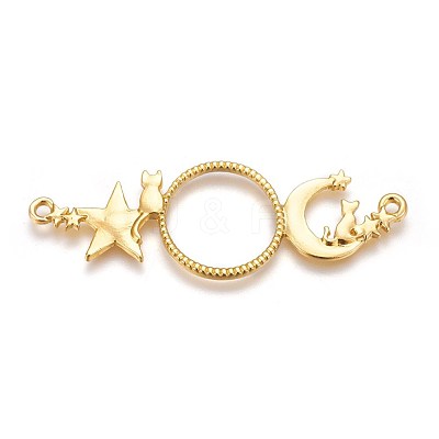 Zinc Alloy Kitten Open Back Bezel Links PALLOY-WH0039-02G-C-1