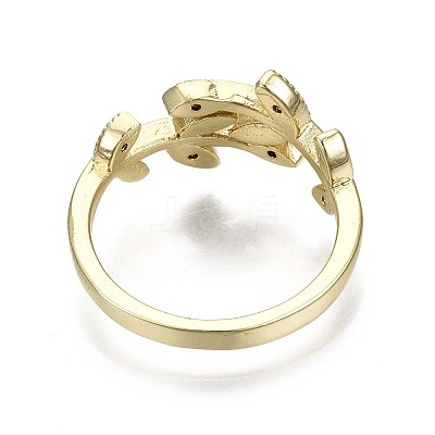Brass Micro Pave Clear Cubic Zirconia Cuff Rings RJEW-S044-122-NF-1